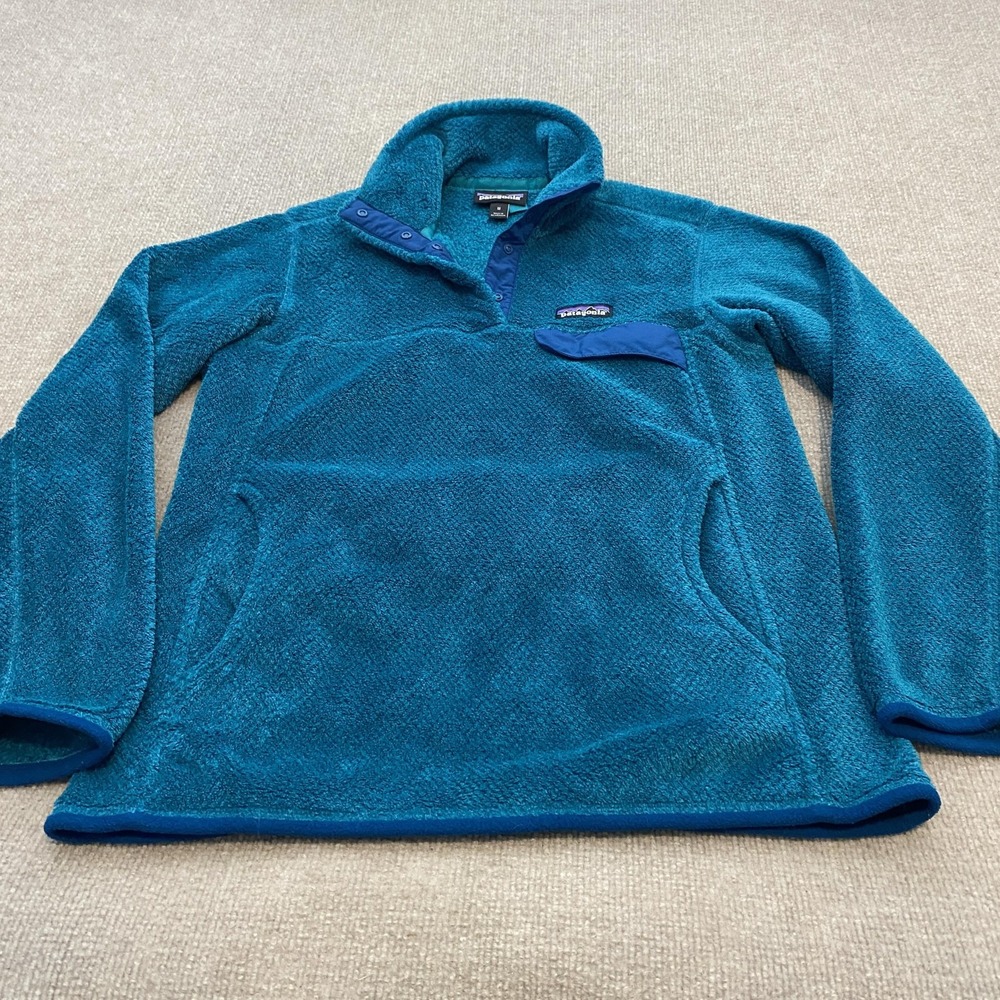 Patagonia Fleece Pullover Womens Medium Blue Polartec Thermal Snap T STY25442